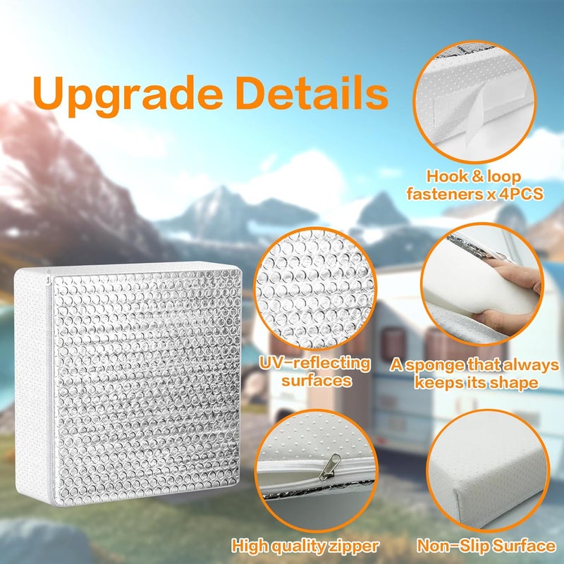Toldear 1 Pack RV Vent Insulator and Skylight Cover 14″x14″x3″ with UV Protection Layer Reduce Heat Transfer & Increase A/C Efficiency RV Accessories for Vent Inside Camper Trailer - Image 3